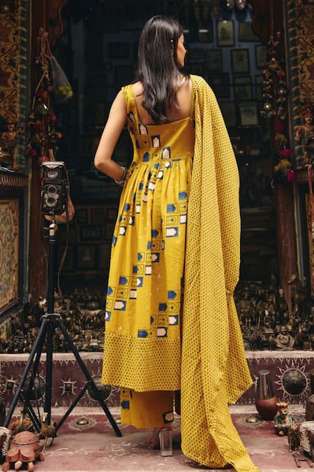 Gulabo Jaipur Bhumi Mustard Anarkali Set 
