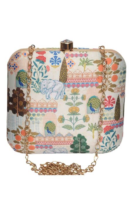 Nazaakat By Samara Singh Multicolor Printed Clutch Purse 