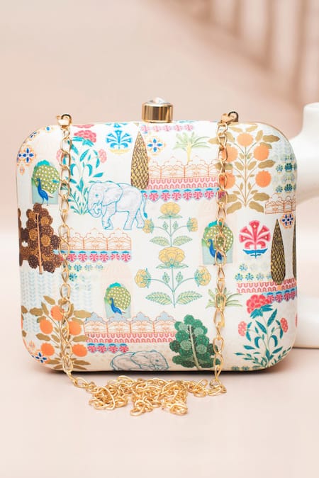 Nazaakat By Samara Singh Multicolor Printed Clutch Purse 