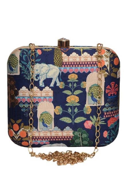 Nazaakat By Samara Singh Multicolor Printed Clutch Purse 