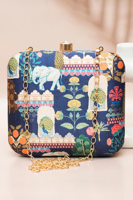 Nazaakat By Samara Singh Multicolor Printed Clutch Purse 