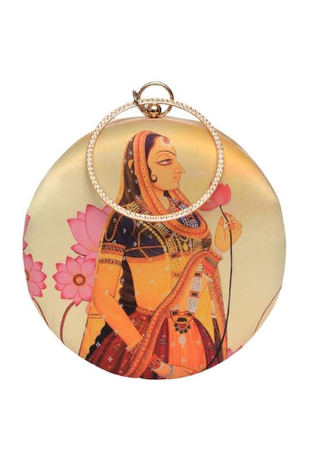 Buy_Nazaakat By Samara Singh_Multi Color Crystals Multicolor Printed Clutch Purse _Online_at_Aza_Fashions