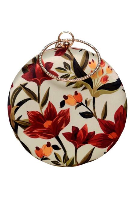 Shop_Nazaakat By Samara Singh_Multi Color Floral Print Clutch Purse _Online_at_Aza_Fashions