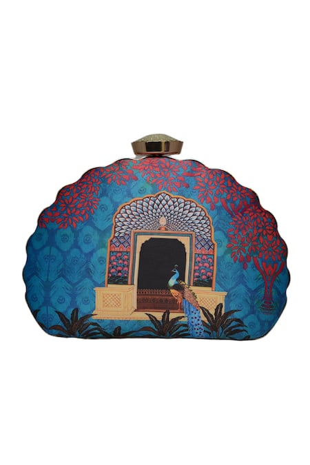 Shop_Nazaakat By Samara Singh_Multi Color Multicolor Printed Clutch Purse _Online_at_Aza_Fashions