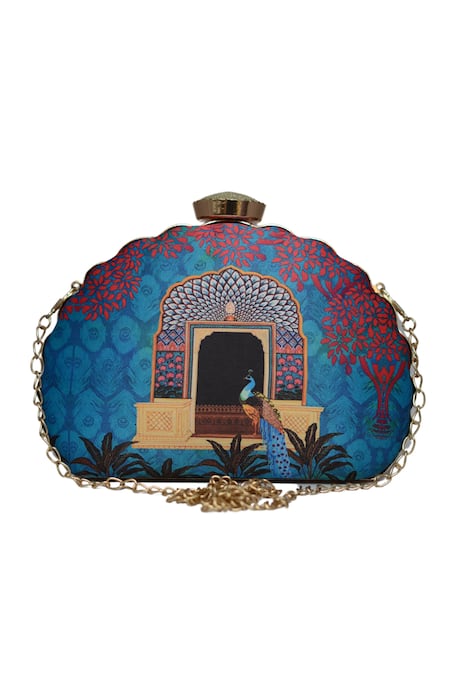 Nazaakat By Samara Singh Multicolor Printed Clutch Purse 