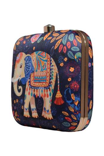 Buy Nazaakat By Samara Singh Multi Color Multicolor Elephant Print Clutch Purse Online at Aza Fashions Buy_Nazaakat By Samara Singh_Multi Color Multicolor Elephant Print Clutch Purse _Online_at_Aza_Fashions