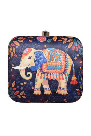 Shop Nazaakat By Samara Singh Multi Color Multicolor Elephant Print Clutch Purse Online at Aza Fashions Shop_Nazaakat By Samara Singh_Multi Color Multicolor Elephant Print Clutch Purse _Online_at_Aza_Fashions