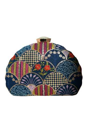 Shop_Nazaakat By Samara Singh_Multi Color Embroidery, Sequins Multicolor Clutch Purse _Online_at_Aza_Fashions