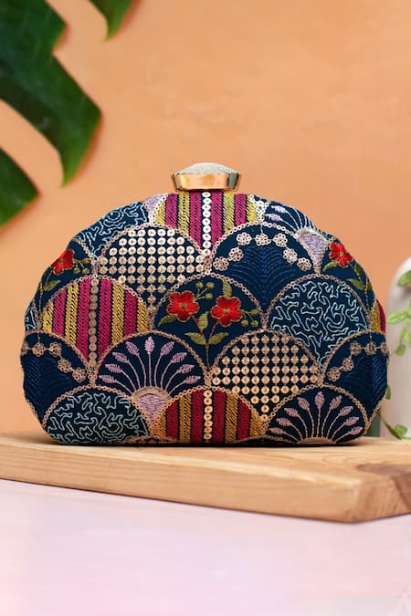 Nazaakat By Samara Singh Multicolor Embroidered Clutch Purse 
