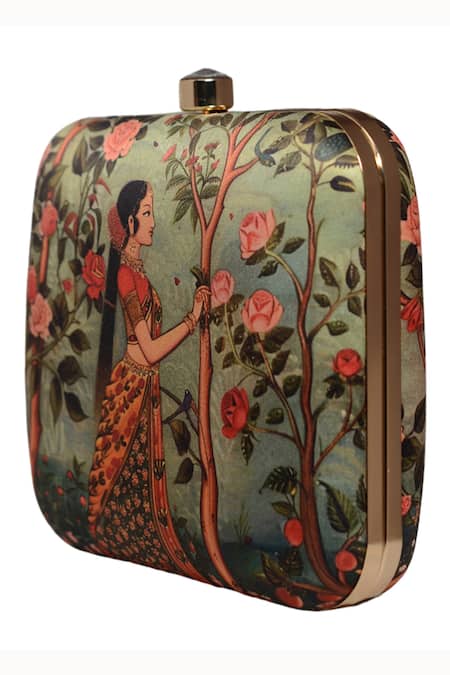 Buy_Nazaakat By Samara Singh_Multi Color Multicolor Printed Clutch Purse _Online_at_Aza_Fashions