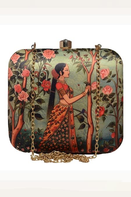 Nazaakat By Samara Singh Multicolor Printed Clutch Purse 