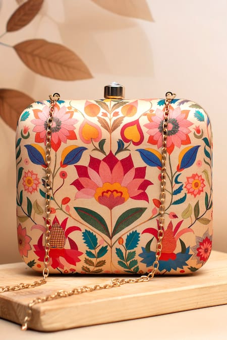 Nazaakat By Samara Singh Floral Print Clutch Purse 