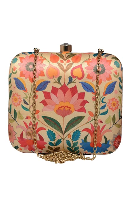 Nazaakat By Samara Singh Floral Print Clutch Purse 