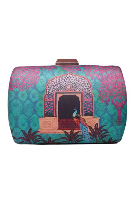 Shop Nazaakat By Samara Singh Multi Color Multicolor Printed Clutch Purse Online at Aza Fashions Shop_Nazaakat By Samara Singh_Multi Color Multicolor Printed Clutch Purse _Online_at_Aza_Fashions
