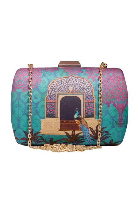 Nazaakat By Samara Singh Multicolor Printed Clutch Purse 