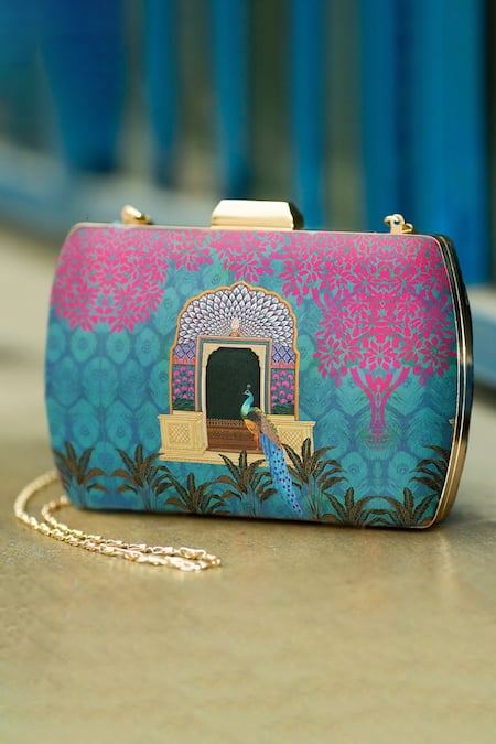 Nazaakat By Samara Singh Multicolor Printed Clutch Purse 