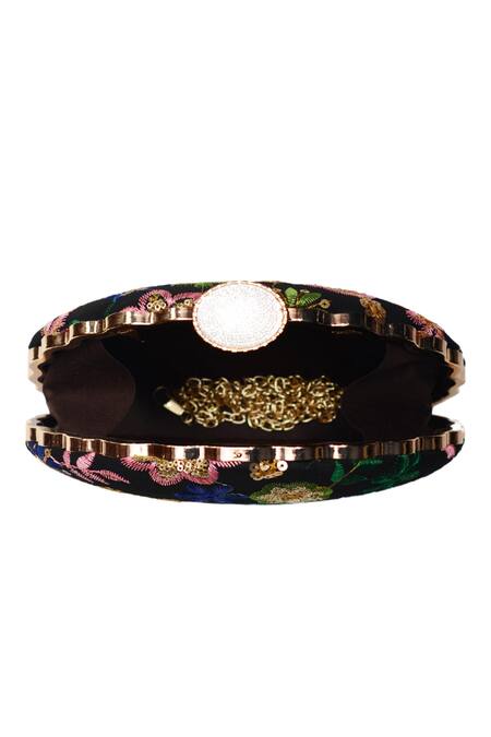 Nazaakat By Samara Singh_Black Embroidery, Sequins Clutch Purse _Online_at_Aza_Fashions