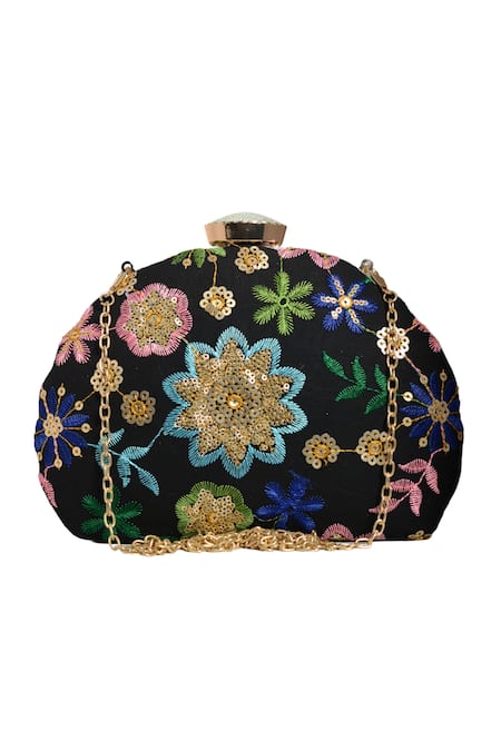 Nazaakat By Samara Singh Embroidered Black Clutch Purse 