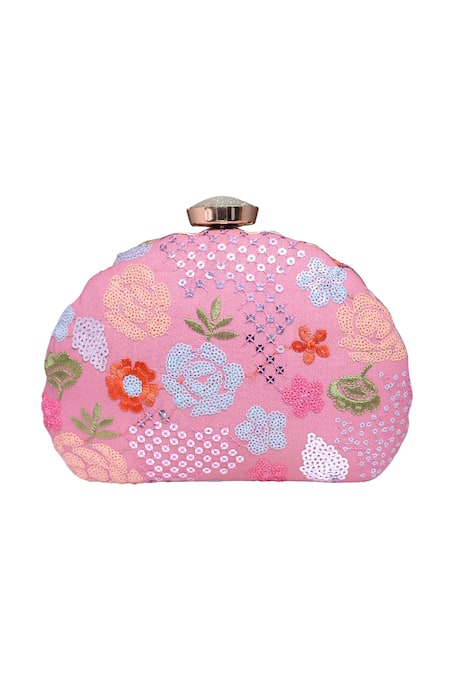 Buy_Nazaakat By Samara Singh_Pink Embroidery, Sequins Clutch Purse _Online_at_Aza_Fashions