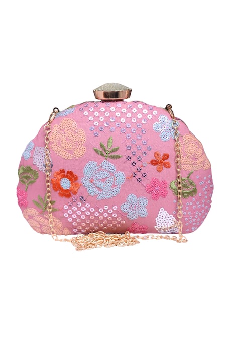 Nazaakat By Samara Singh Embroidered Pink Clutch Purse 