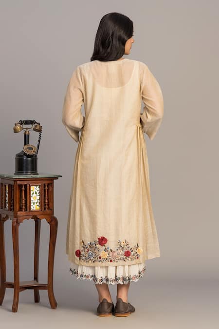 Prama By Pratima Pandey Light Gold Embroidered Tunic 