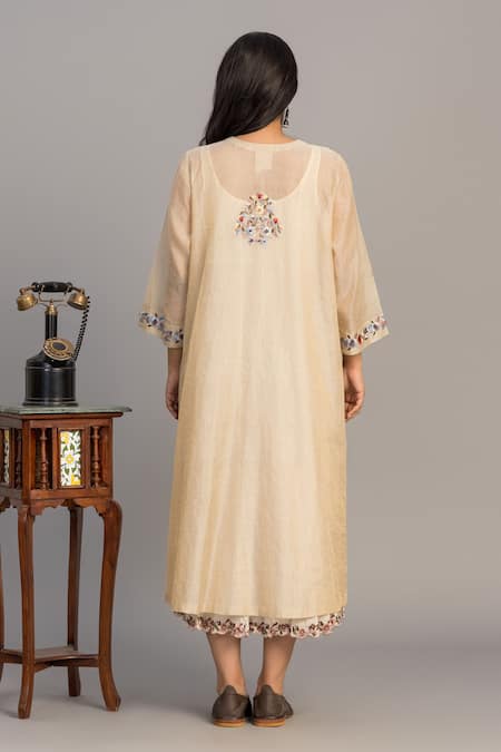 Prama By Pratima Pandey Light Gold Embroidered Tunic 