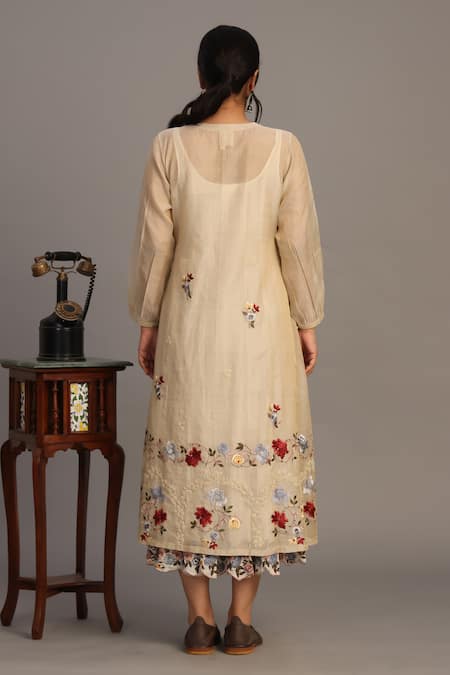 Prama By Pratima Pandey Embroidered Light Gold Tunic 