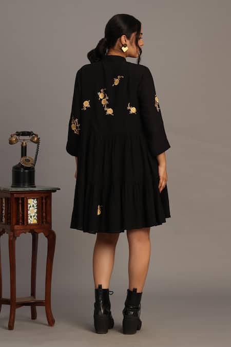 Prama By Pratima Pandey Black Georgette Dress 