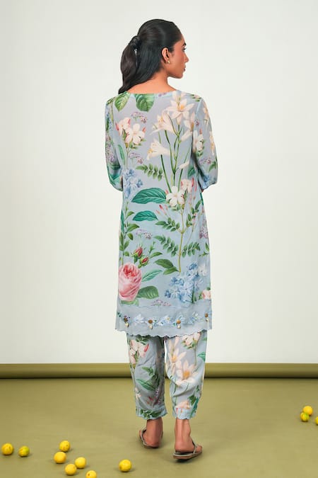 Sage Saga Holly Floral Print Kurta Set 