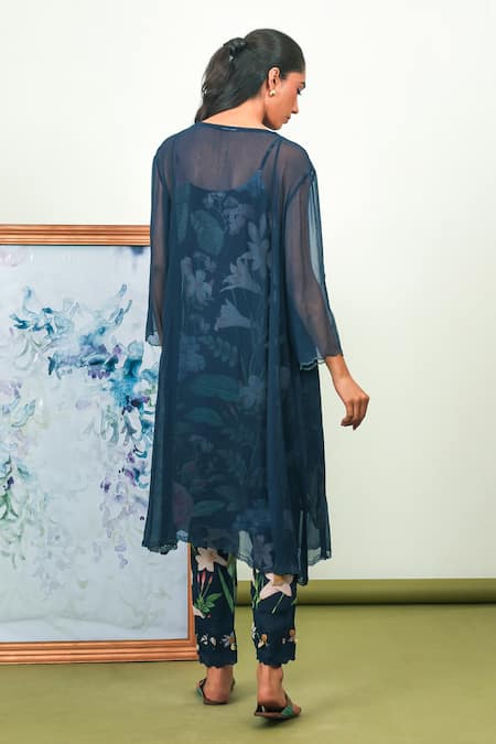 Sage Saga Floral Print Phiran Kurta Set 