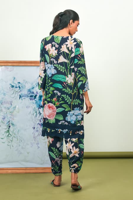 Sage Saga Floral Print Kurta Pant Set 