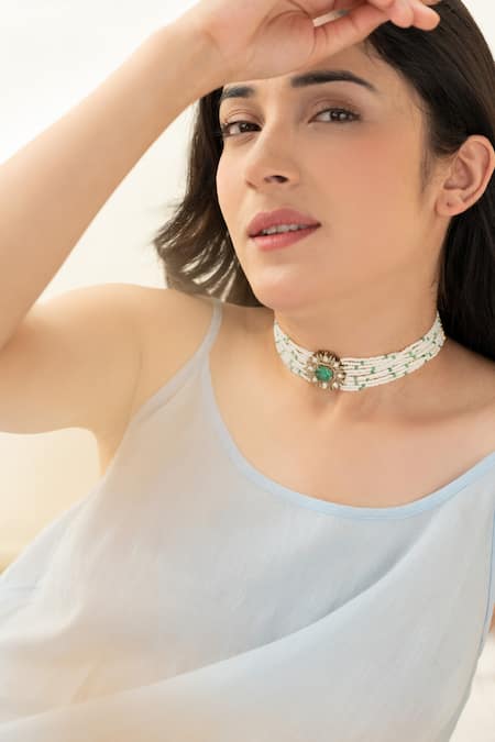 Do Taara Polki Mint Choker