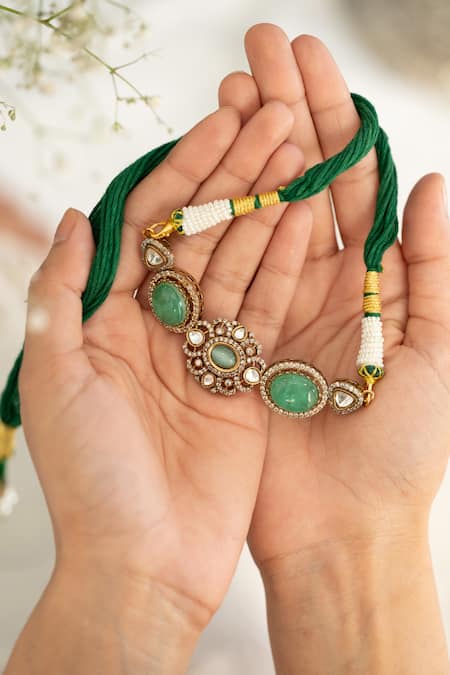 Do Taara Floral Mint Polki Necklace 