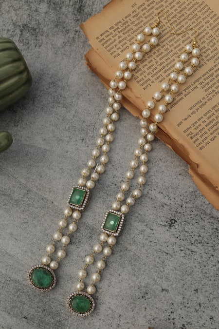 Do Taara Statement Mint Pearl Earrings