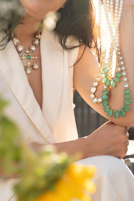 Buy Do Taara Green Mint Polki Necklace Buy_Do Taara_Green Mint Polki Necklace