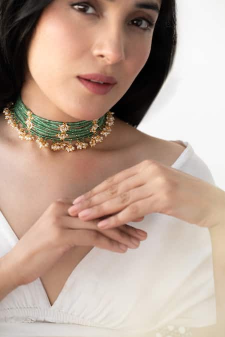 Do Taara Green Kundan Necklace