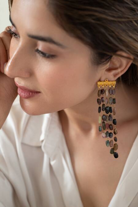 Do Taara Multi Color Stones Rain Of Hues Earrings Online at Aza Fashions Do Taara_Multi Color Stones Rain Of Hues Earrings _Online_at_Aza_Fashions