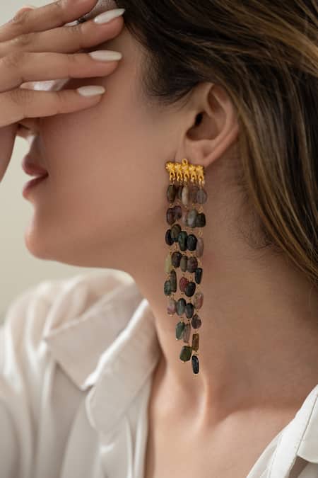 Buy Do Taara Multi Color Stones Rain Of Hues Earrings Online at Aza Fashions Buy_Do Taara_Multi Color Stones Rain Of Hues Earrings _Online_at_Aza_Fashions