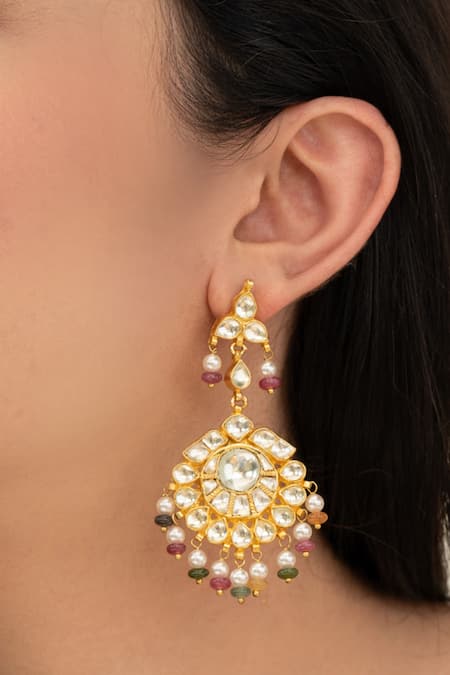 Do Taara Multi Color Stones Multicolored Kundan Earrings Online at Aza Fashions Do Taara_Multi Color Stones Multicolored Kundan Earrings _Online_at_Aza_Fashions