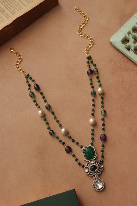 Do Taara Green Polki Necklace