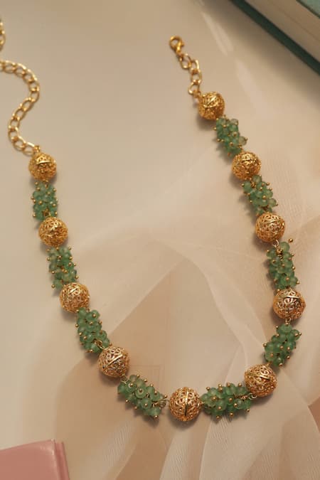 Do Taara Mint & Embossed Balls Necklace 