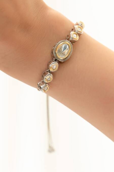 Buy Do Taara Silver Plated Imitation Diamonds Victorian Bracelet Online at Aza Fashions Buy_Do Taara_Silver Plated Imitation Diamonds Victorian Bracelet _Online_at_Aza_Fashions