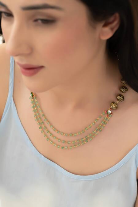 Do Taara Green Antique Mint Necklace Online at Aza Fashions Do Taara_Green Antique Mint Necklace _Online_at_Aza_Fashions