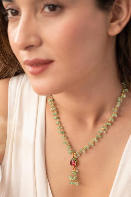 Do Taara Green Mint Kundan Necklace 