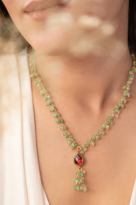 Buy_Do Taara_Green Mint Kundan Necklace _Online_at_Aza_Fashions
