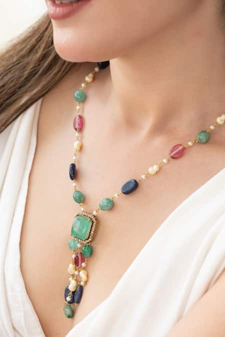 Do Taara_Multi Color Multicolored Pendant Necklace _Online_at_Aza_Fashions