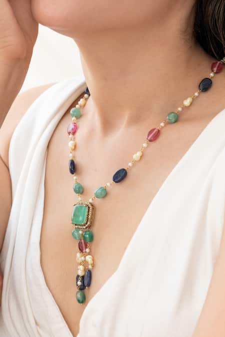 Buy_Do Taara_Multi Color Multicolored Pendant Necklace _Online_at_Aza_Fashions
