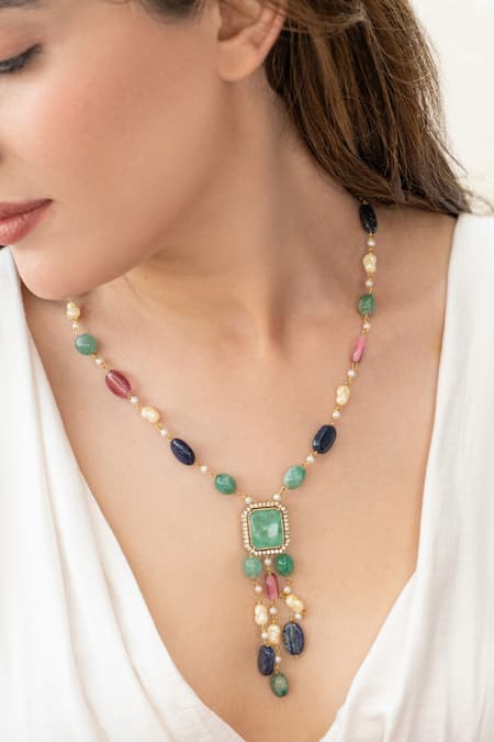 Do Taara Multi Color Multicolored Pendant Necklace 