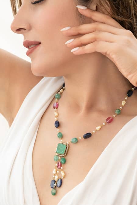 Buy_Do Taara_Multi Color Multicolored Pendant Necklace 