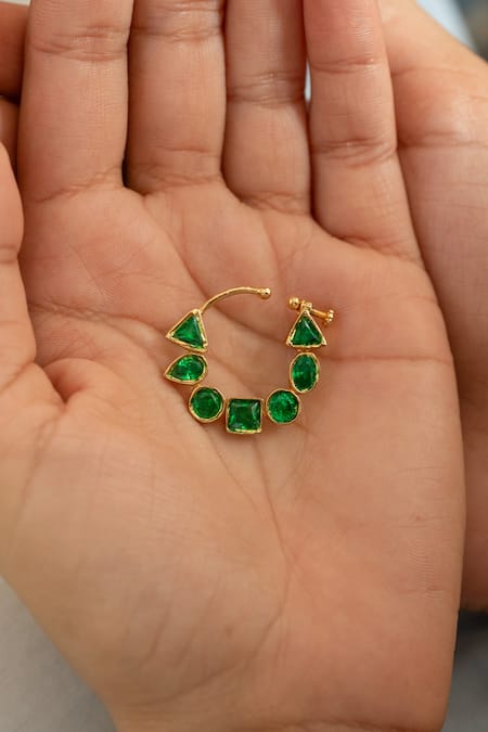 Do Taara Green Polki Nosepin 